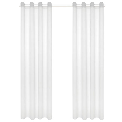 Glasgordijnen Linnen-Look 140X245 Cm Wit 2 St
