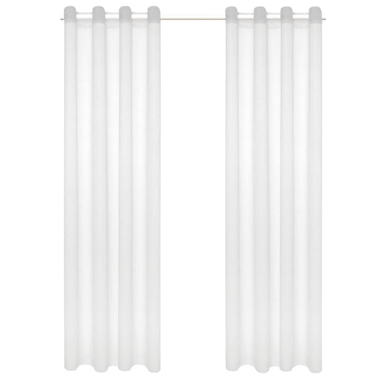 Glasgordijnen Linnen-Look 140X245 Cm Wit 2 St