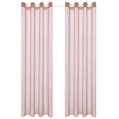 Glasgordijnen Linnen-Look 140X175 Cm Roze 2 St
