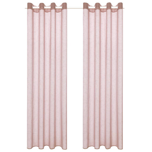Glasgordijnen Linnen-Look 140X175 Cm Roze 2 St