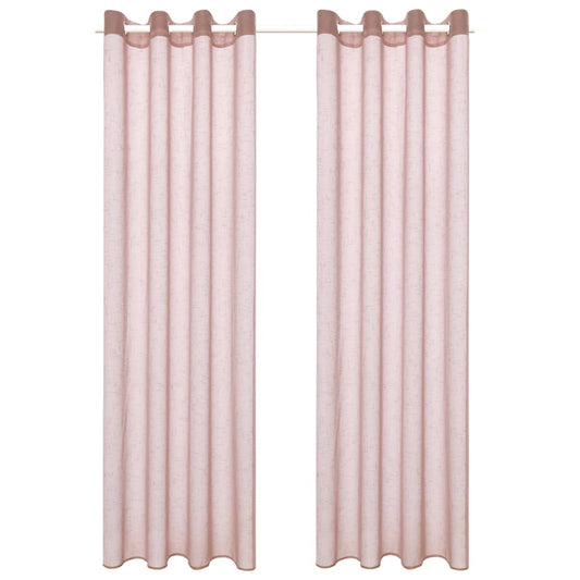 Glasgordijnen Linnen-Look 140X225 Cm Roze 2 St