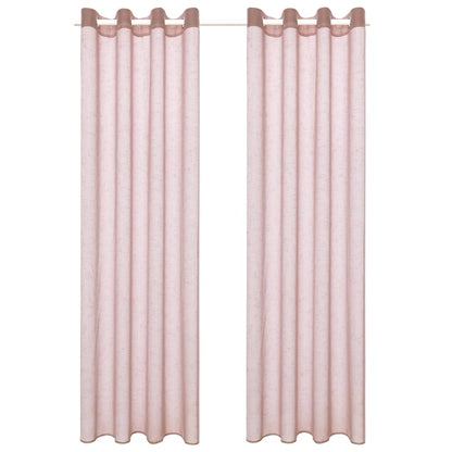 Glasgordijnen Linnen-Look 140X245 Cm Roze 2 St