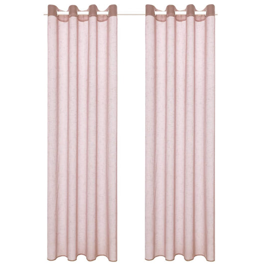 Glasgordijnen Linnen-Look 140X245 Cm Roze 2 St