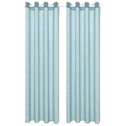 Glasgordijnen Linnen-Look 140X225 Cm Turquoise 2 St
