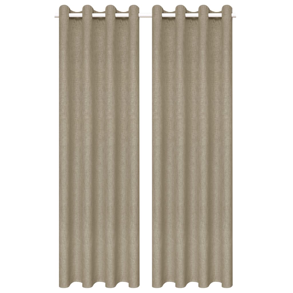 Gordijnen Linnen-Look Verduisterend 140X175 Cm Beige 2 St