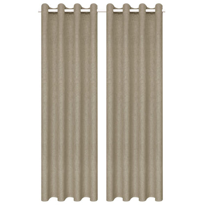 Gordijnen Linnen-Look Verduisterend 140X175 Cm Beige 2 St