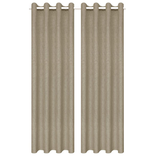 Gordijnen Linnen-Look Verduisterend 140X175 Cm Beige 2 St