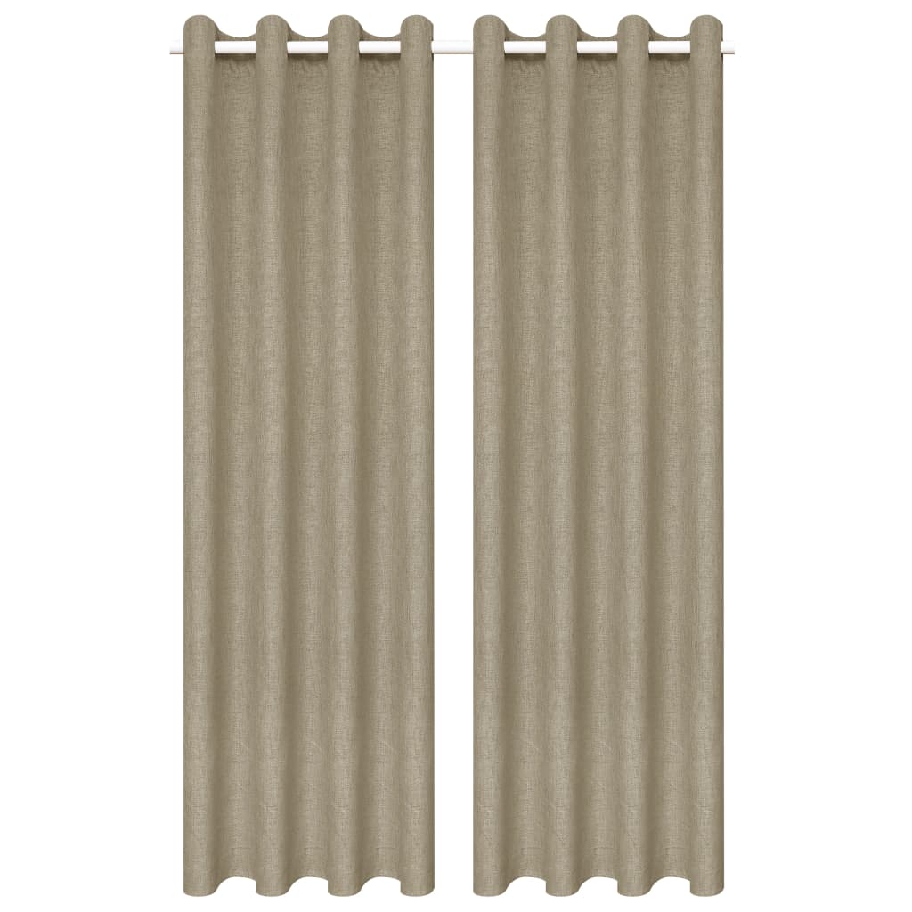 Gordijnen Linnen-Look Verduisterend 140X225 Cm Beige 2 St