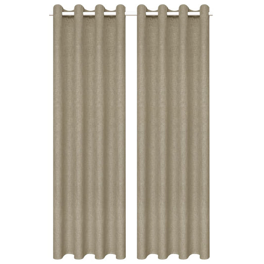 Gordijnen Linnen-Look Verduisterend 140X225 Cm Beige 2 St