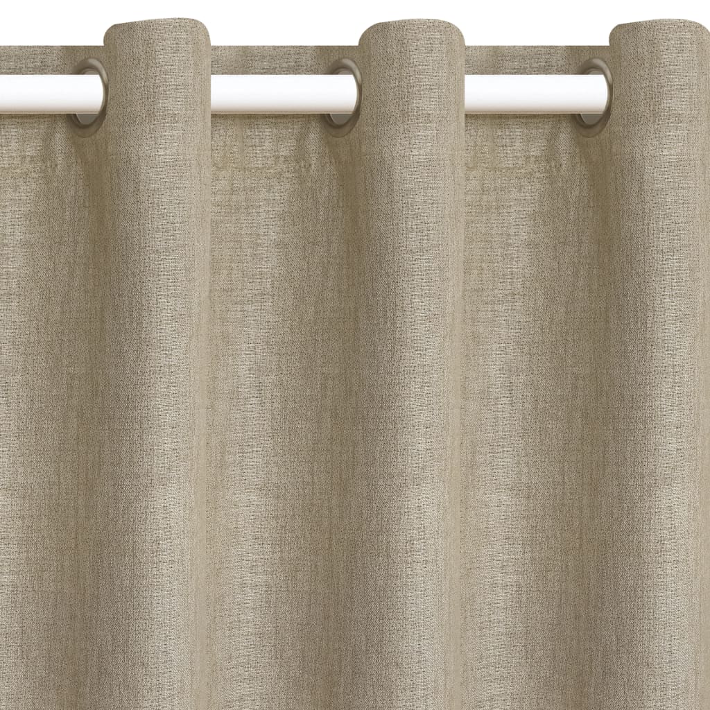 Gordijnen Linnen-Look Verduisterend 140X225 Cm Beige 2 St