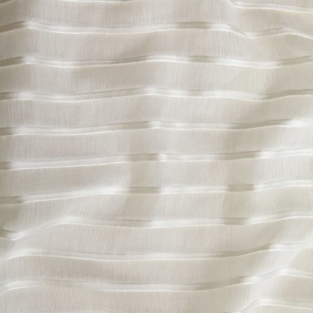 Glasgordijnen Geweven Gestreept 140X225 Cm Crème 2 St