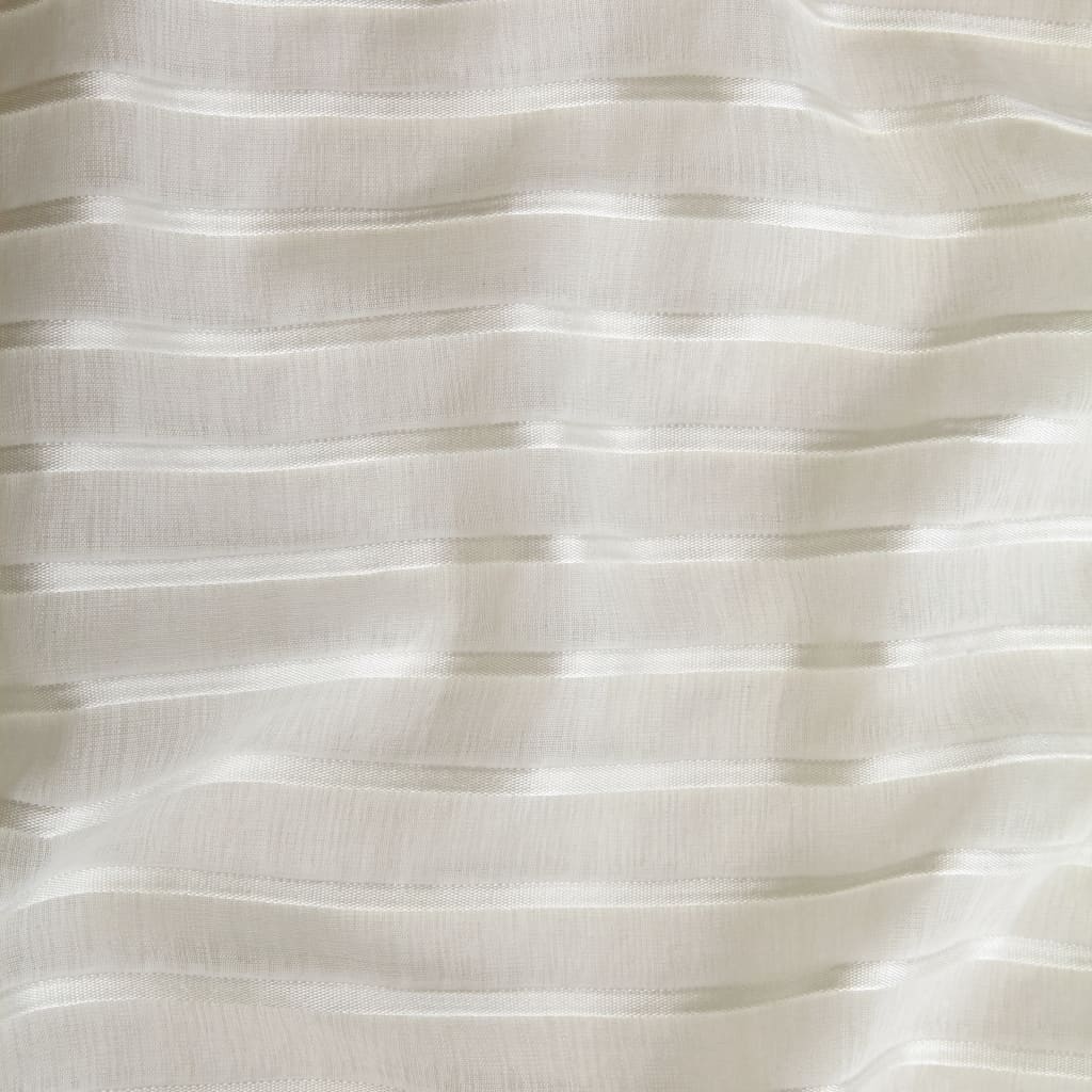 Glasgordijnen Geweven Gestreept 140X245 Cm Crème 2 St