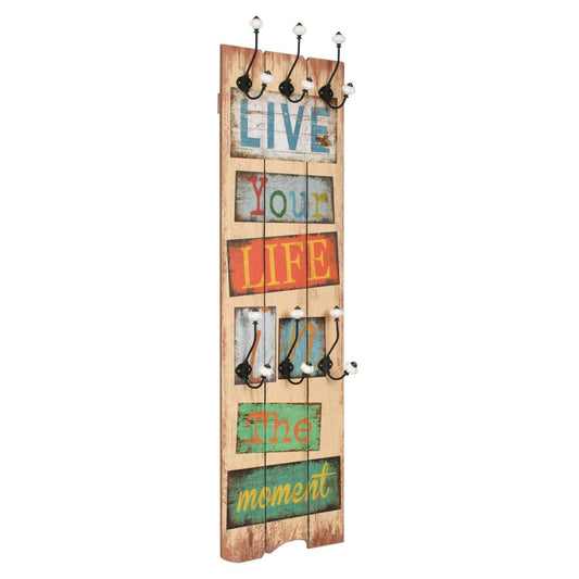 Wandkapstok Met 6 Haken Live Life 120X40 Cm
