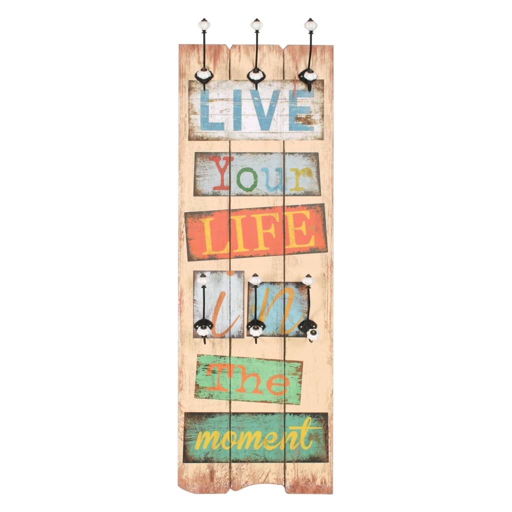 Wandkapstok Met 6 Haken Live Life 120X40 Cm