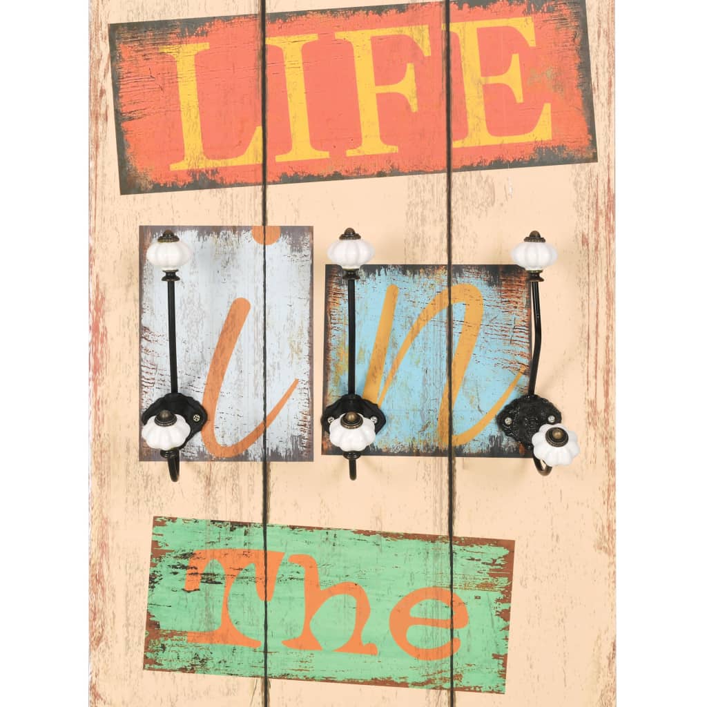 Wandkapstok Met 6 Haken Live Life 120X40 Cm