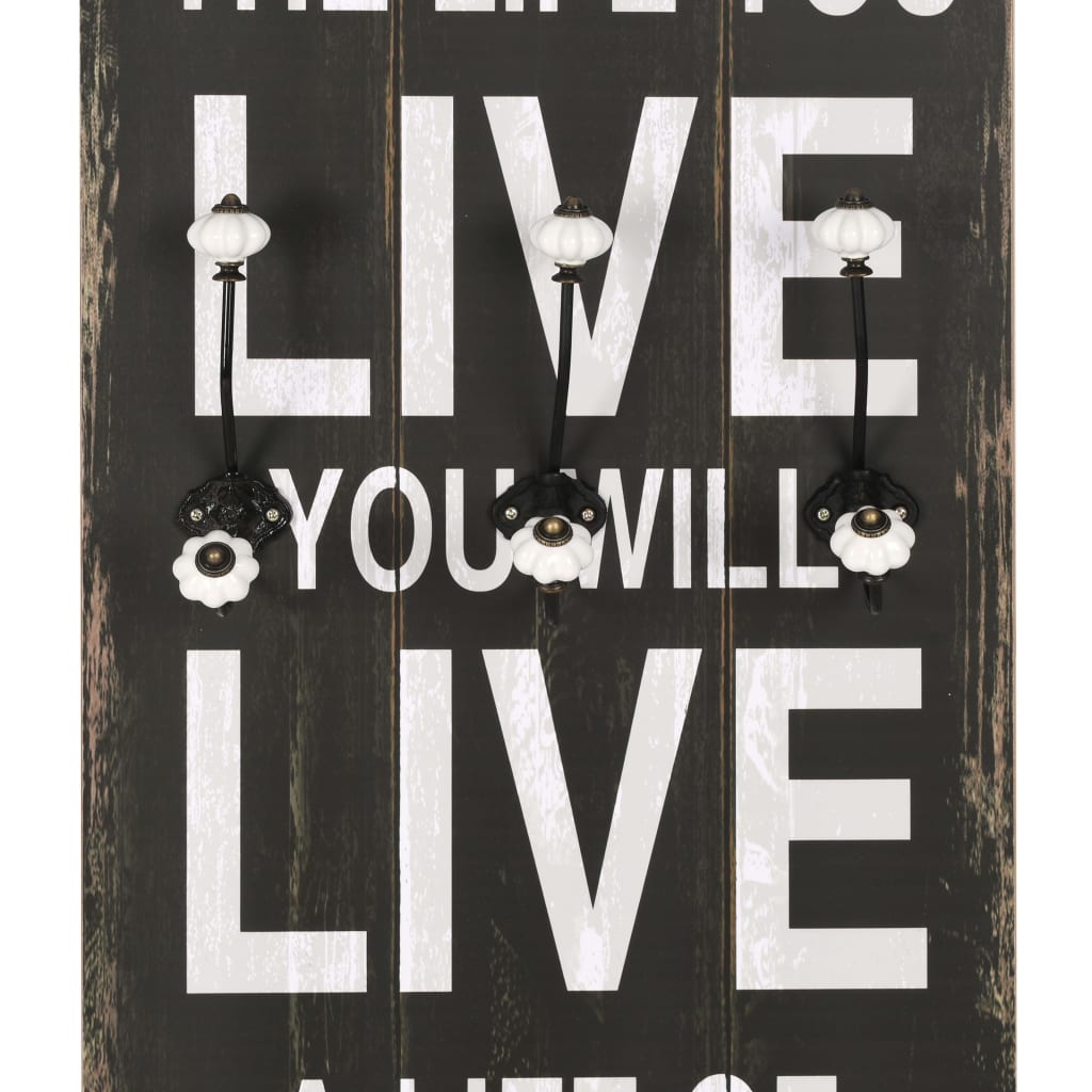 Wandkapstok Met 6 Haken Love Live 120X40 Cm