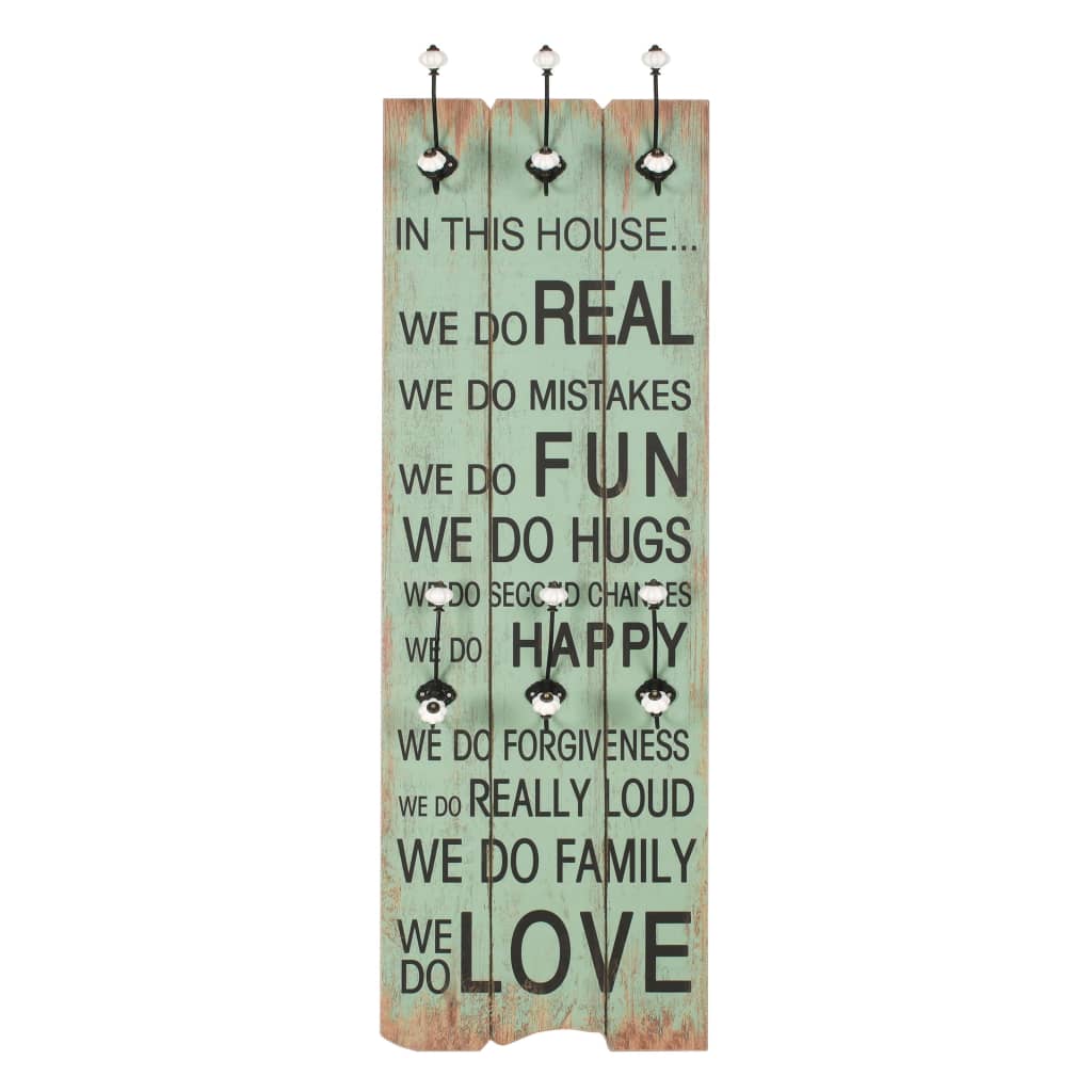 Wandkapstok Met 6 Haken Happy Love 120X40 Cm