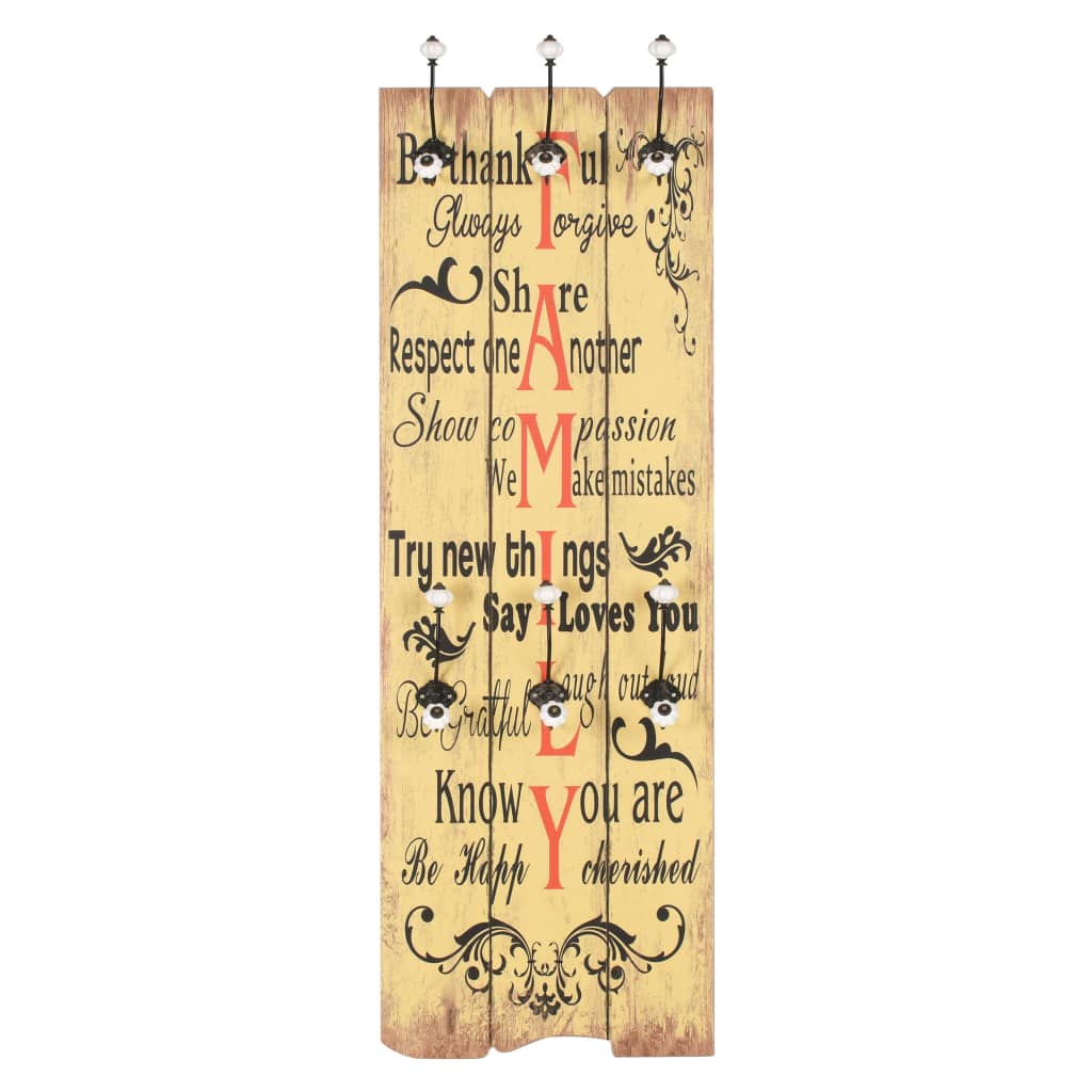 Wandkapstok Met 6 Haken Family 120X40 Cm