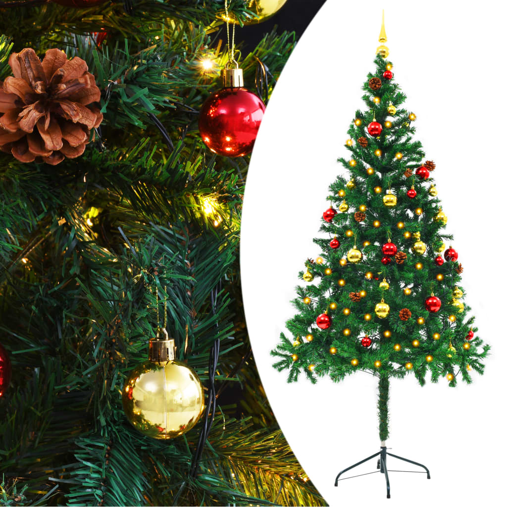 Kunstkerstboom Versierd Met Kerstballen En Led's 180 Cm Groen