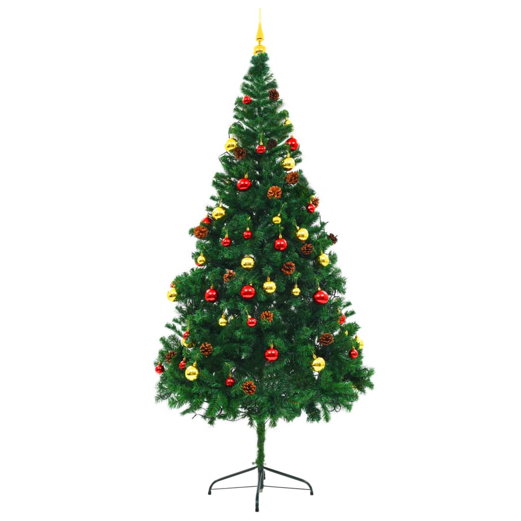 Kunstkerstboom Versierd Met Kerstballen En Led's 210 Cm Groen