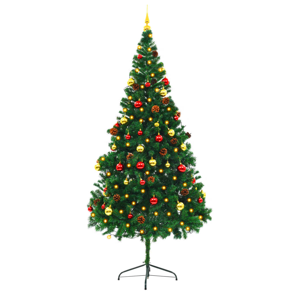 Kunstkerstboom Versierd Met Kerstballen En Led's 210 Cm Groen