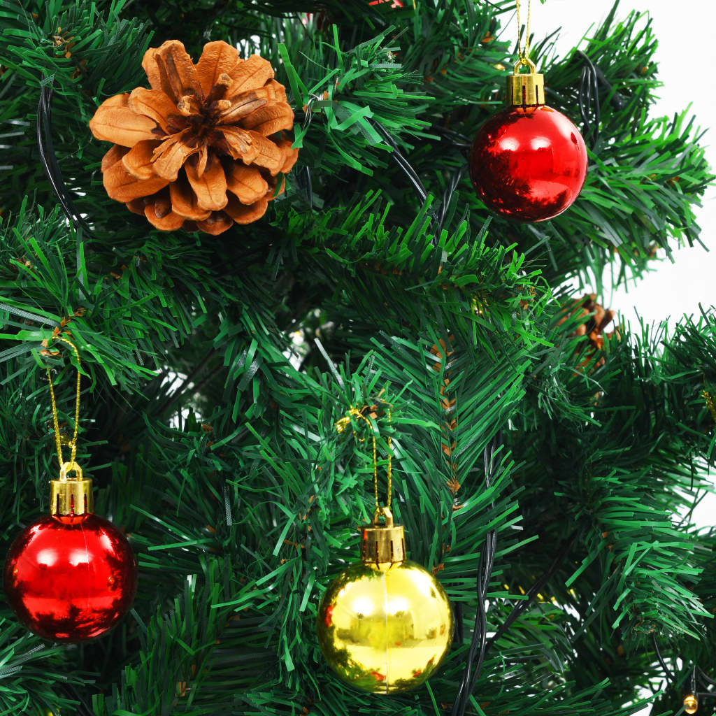 Kunstkerstboom Versierd Met Kerstballen En Led's 210 Cm Groen
