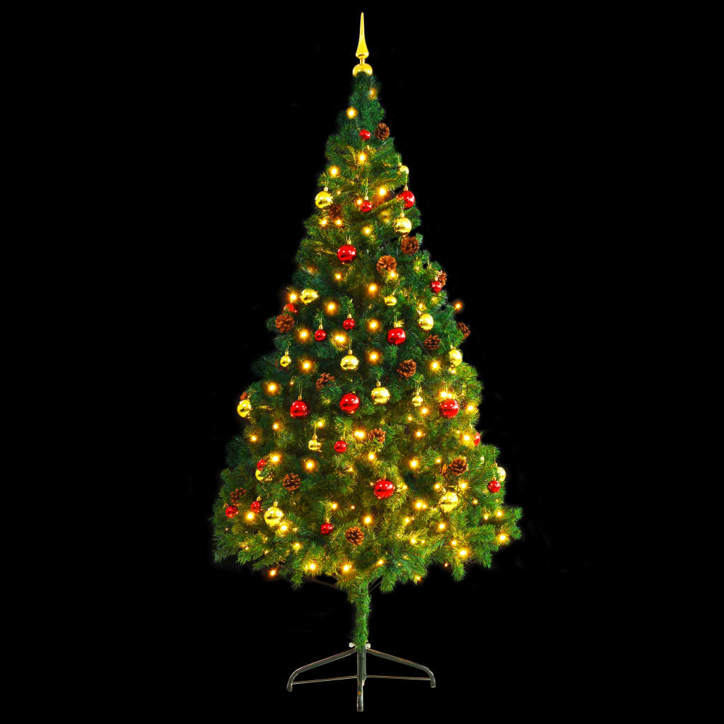 Kunstkerstboom Versierd Met Kerstballen En Led's 210 Cm Groen