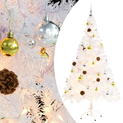 Kunstkerstboom Versierd Met Kerstballen En Led's 150 Cm Wit