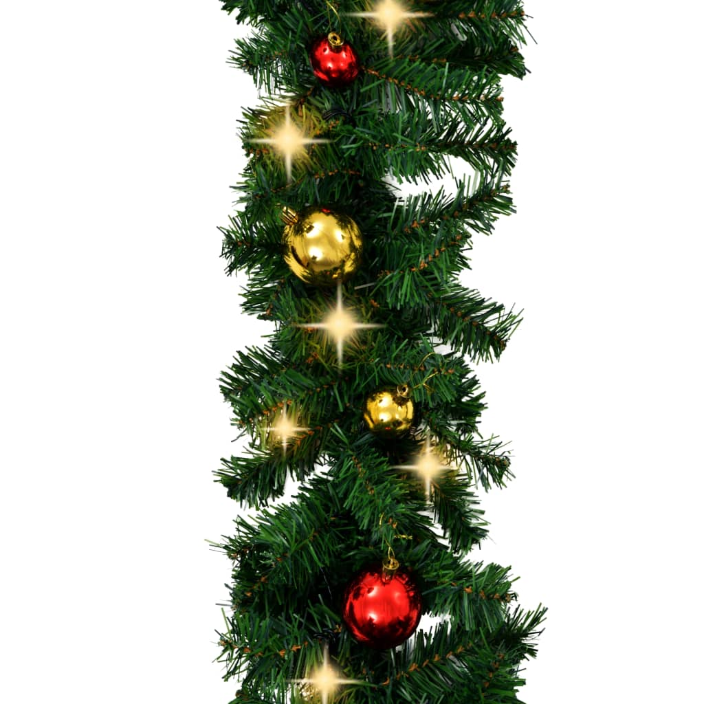 Kerstslinger Versierd Met Kerstballen En Led-Lampjes 10 M