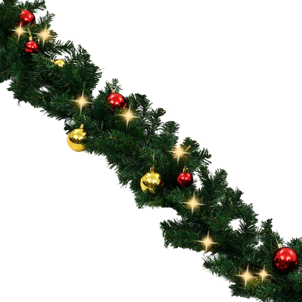 Kerstslinger Versierd Met Kerstballen En Led-Lampjes 10 M