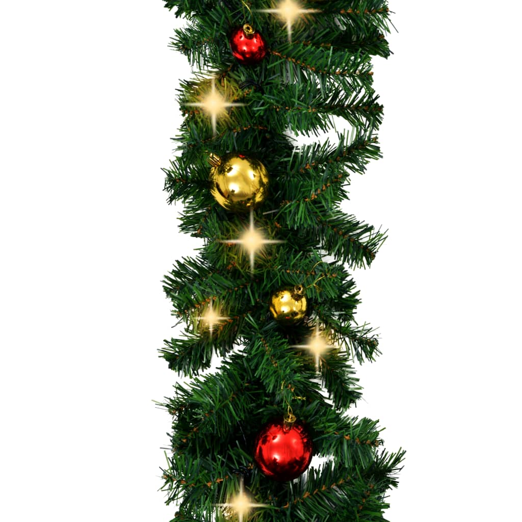 Kerstslinger Versierd Met Kerstballen En Led-Lampjes 20 M