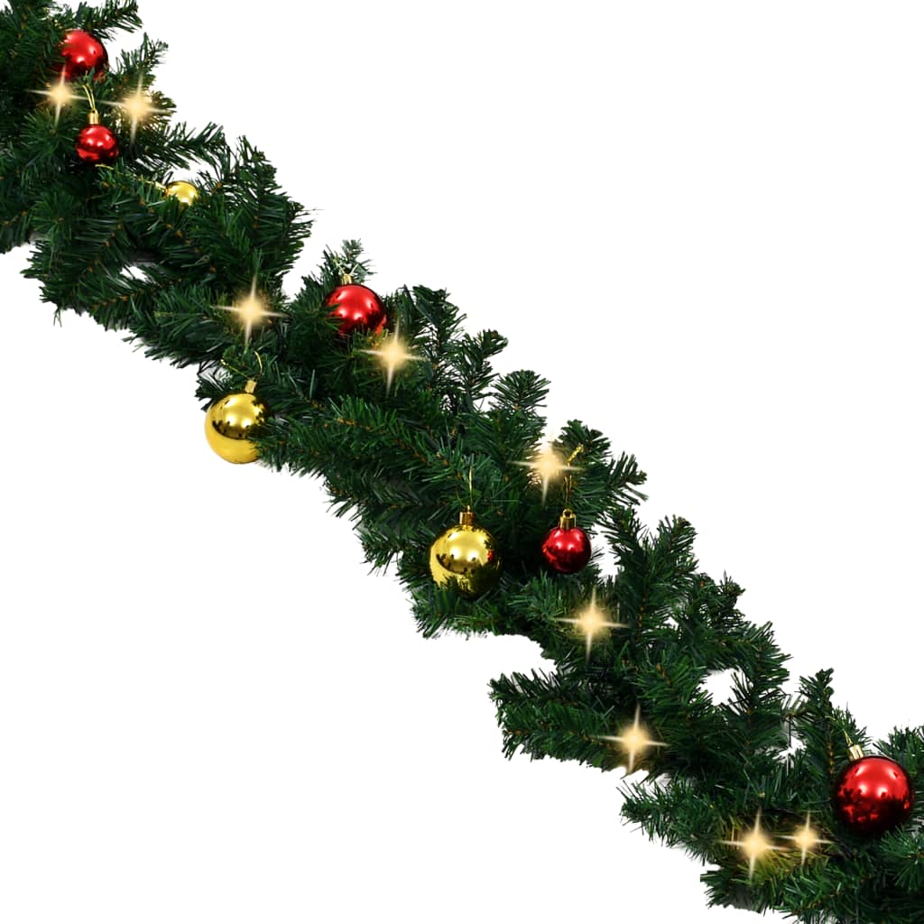 Kerstslinger Versierd Met Kerstballen En Led-Lampjes 20 M