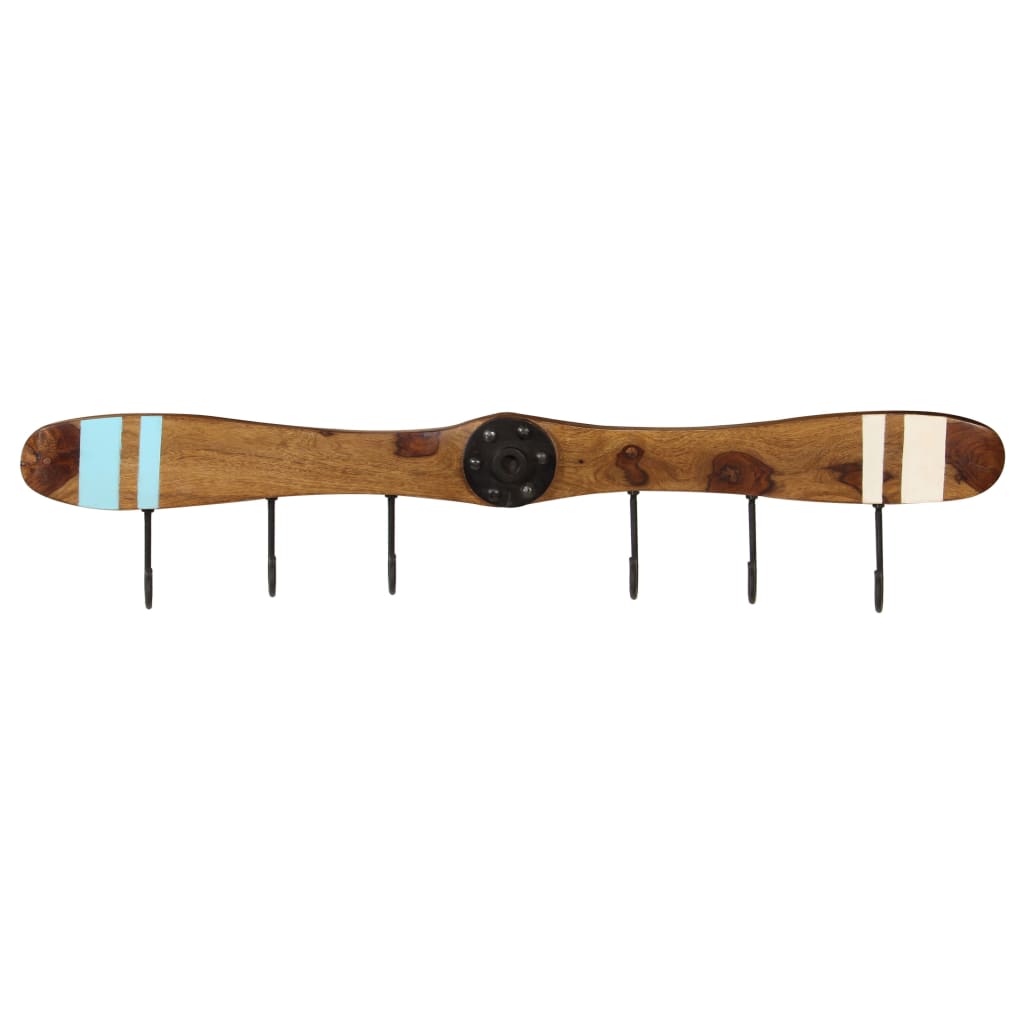 Wandkapstok Met 6 Haken 108X6X19 Cm Massief Sheeshamhout