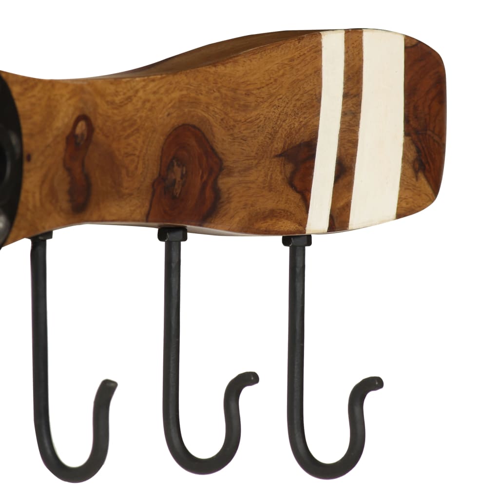 Wandkapstok Met 6 Haken 108X6X19 Cm Massief Sheeshamhout