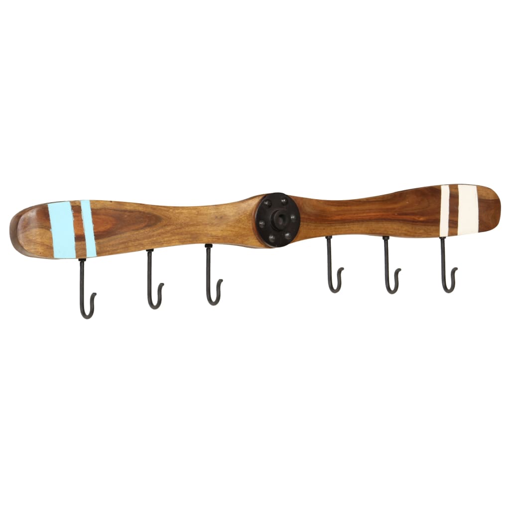 Wandkapstok Met 6 Haken 108X6X19 Cm Massief Sheeshamhout