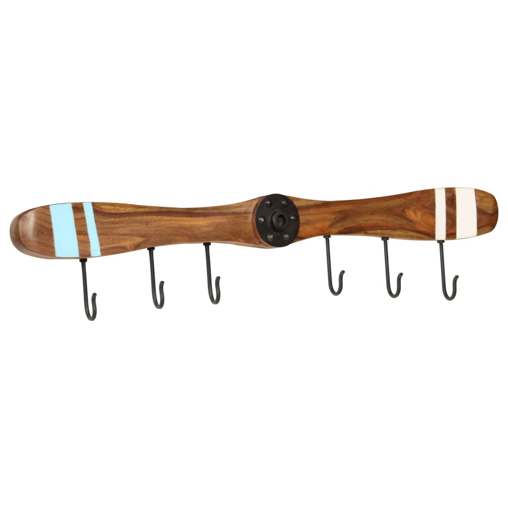 Wandkapstok Met 6 Haken 108X6X19 Cm Massief Sheeshamhout