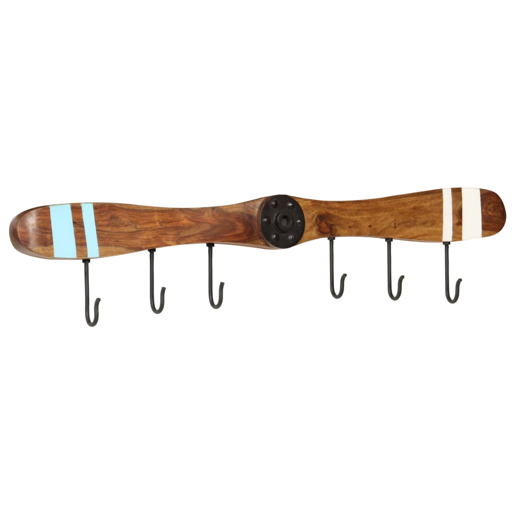 Wandkapstok Met 6 Haken 108X6X19 Cm Massief Sheeshamhout