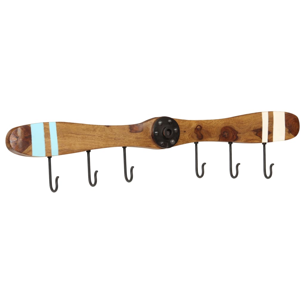 Wandkapstok Met 6 Haken 108X6X19 Cm Massief Sheeshamhout
