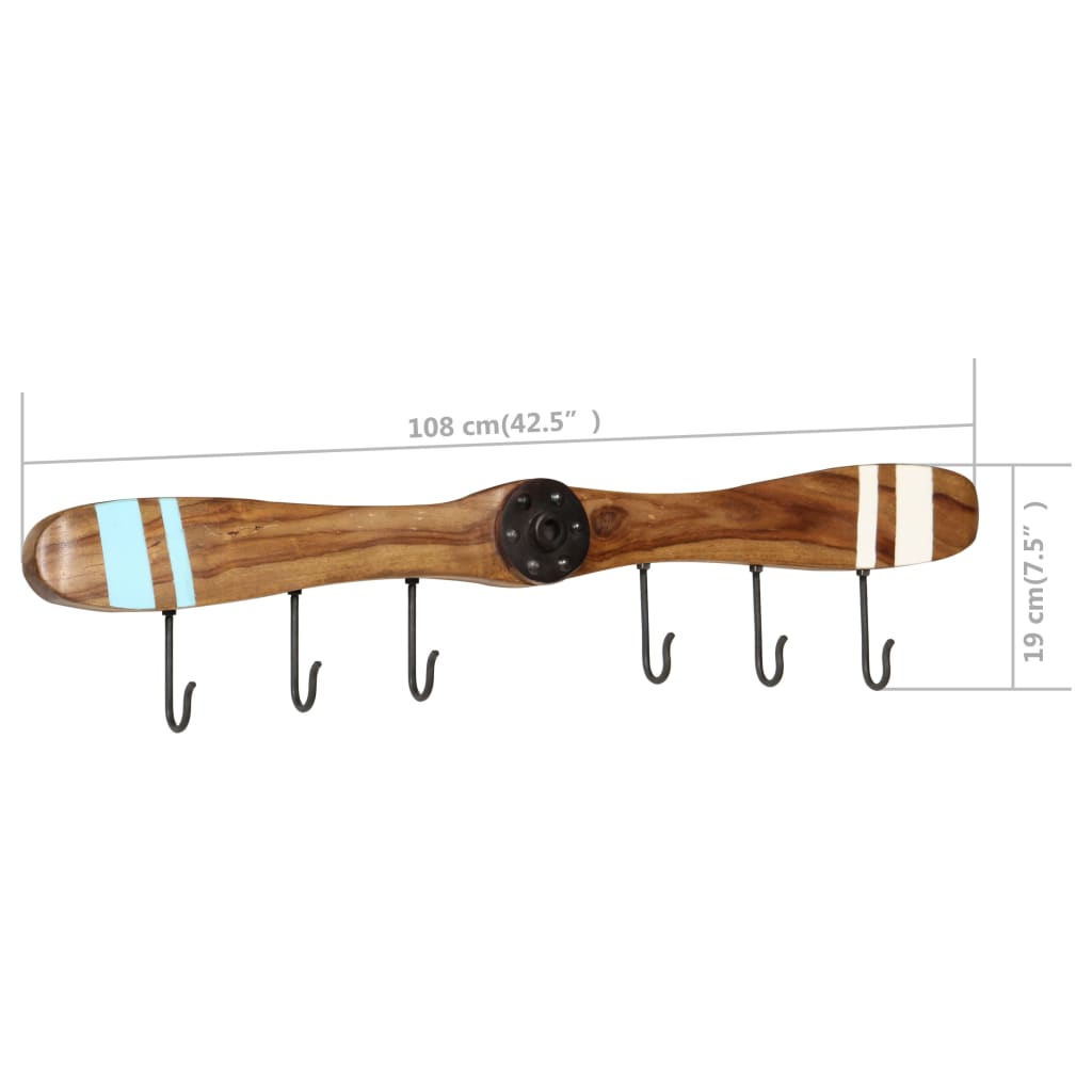Wandkapstok Met 6 Haken 108X6X19 Cm Massief Sheeshamhout