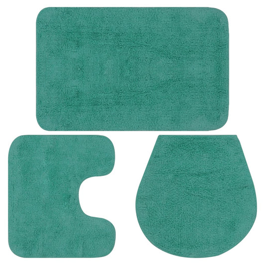 Badmattenset Stof Turquoise 3-Delig