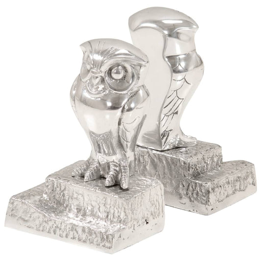 Boekensteunen Met Uil 2 St 13X14,5X19 Cm Aluminium Zilver