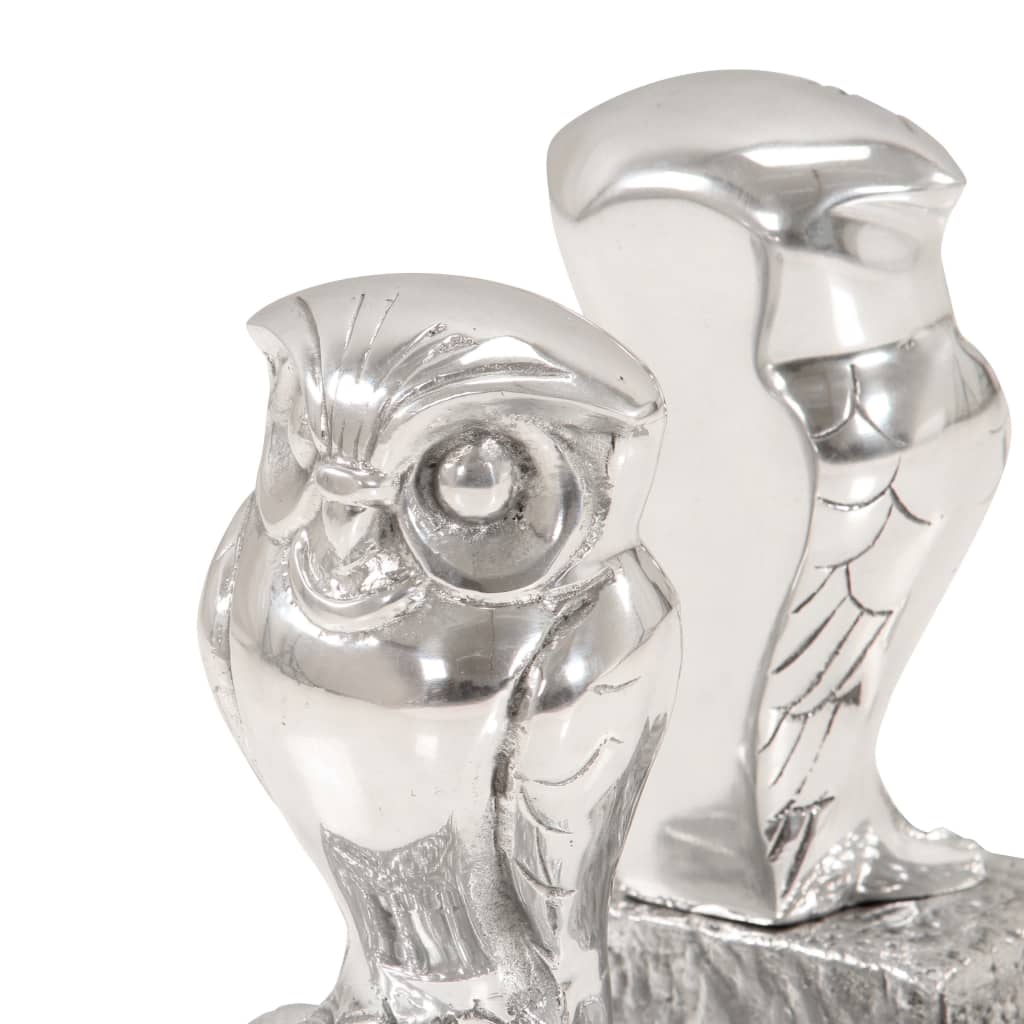 Boekensteunen Met Uil 2 St 13X14,5X19 Cm Aluminium Zilver