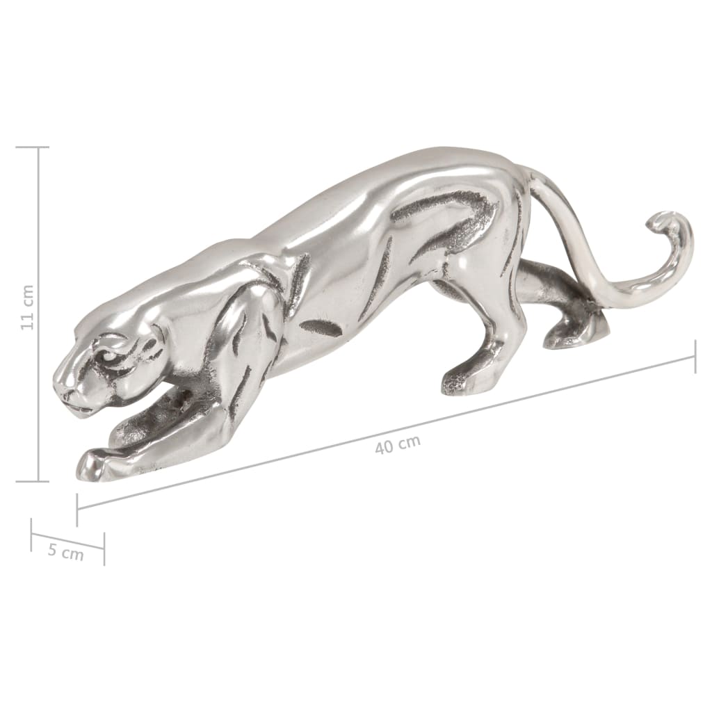 Panter Beeld 40X5X11 Cm Massief Aluminium Zilver