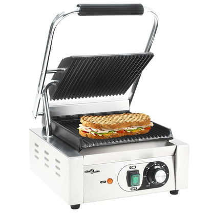 Panini Grill Gegroefd 1800 W 31X30,5X20 Cm Roestvrij Staal