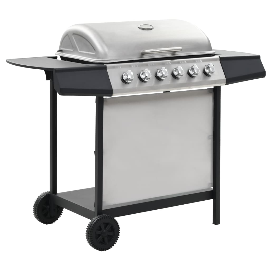 Gasbarbecue Met 6 Kookzones Roestvrij Staal Zilverkleurig