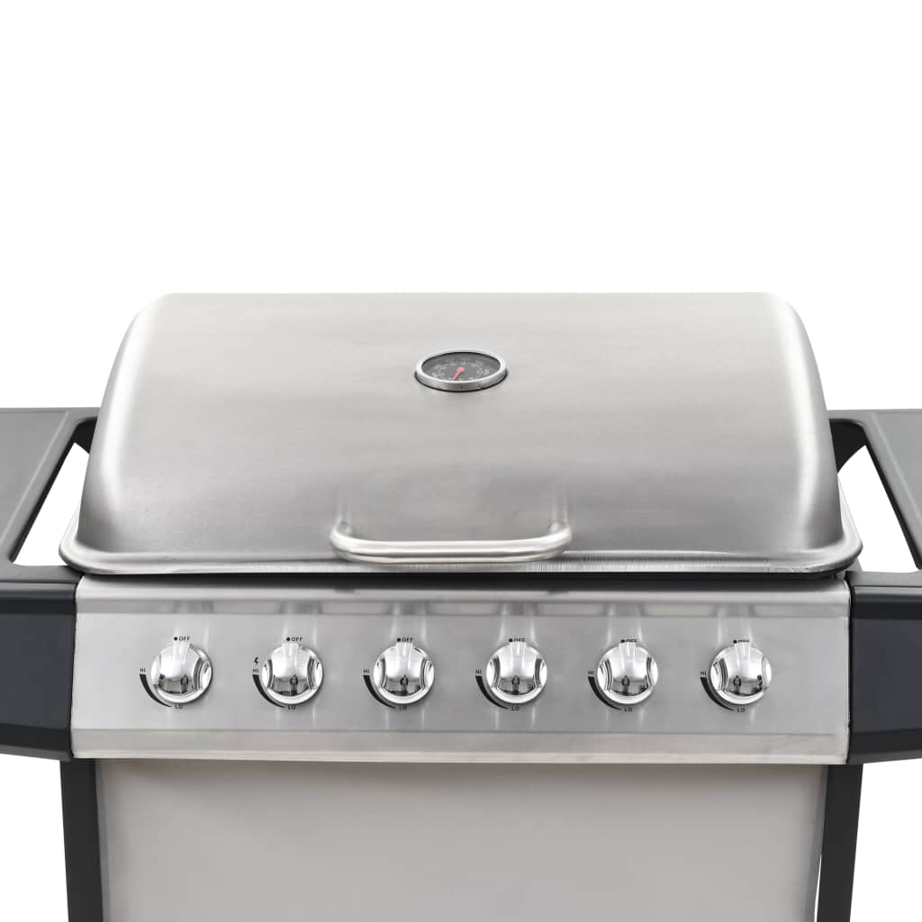 Gasbarbecue Met 6 Kookzones Roestvrij Staal Zilverkleurig
