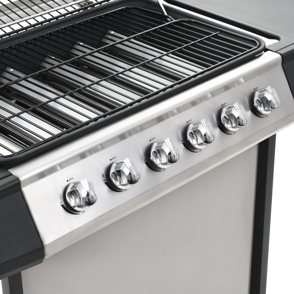 Gasbarbecue Met 6 Kookzones Roestvrij Staal Zilverkleurig