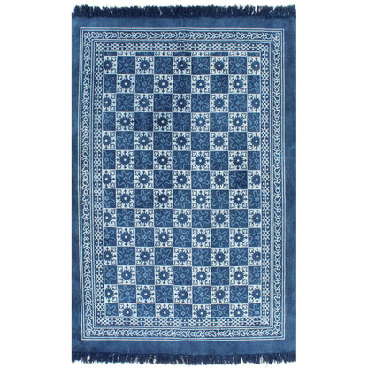Kelim Vloerkleed Met Patroon 120X180 Cm Katoen Blauw