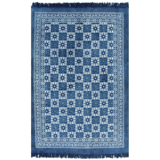 Kelim Vloerkleed Met Patroon 120X180 Cm Katoen Blauw