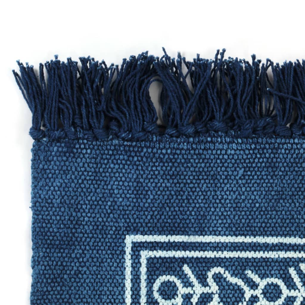 Kelim Vloerkleed Met Patroon 120X180 Cm Katoen Blauw